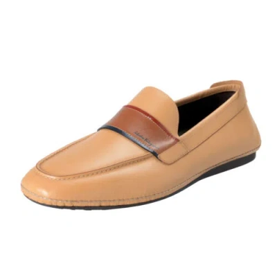 Pre-owned Ferragamo Salvatore  Men's "florida" Light Brown Leather Loafers Slip On Shoes