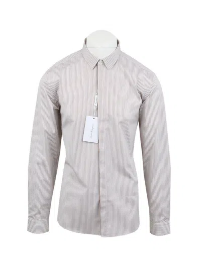 Pre-owned Ferragamo Salvatore  Men Formal Shirt Size 17 " Xl 100% Cotton Made In Italy In Multicolor