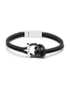 Ferragamo Salvatore  Men's Gancini Double Woven Leather Bracelet In Black