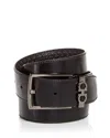 Ferragamo Salvatore  Men's Gancini Embossed Reversible Leather Belt In Nero