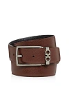 Ferragamo Salvatore  Men's Gancini Keeper Reversible Leather Belt In Black/brown