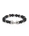 Ferragamo Salvatore  Men's Gancini Lava Beads Bracelet In Brown