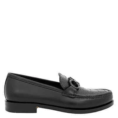 Pre-owned Ferragamo Salvatore  Men's Gancini Ornament Moccasin In Black