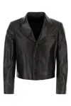 Ferragamo Leather Blazer Jacket In Multicolor