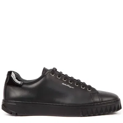 Pre-owned Ferragamo Salvatore  Men's Low-top Leather Sneakers In Black