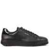 Ferragamo Cube Leather Sneakers In Black