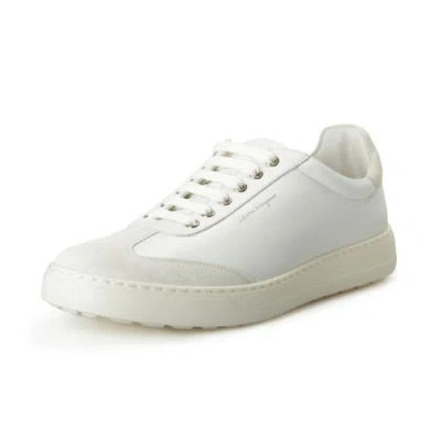 Pre-owned Ferragamo Salvatore  Men's "padel" White Suede Leather Fashion Sneakers Shoes