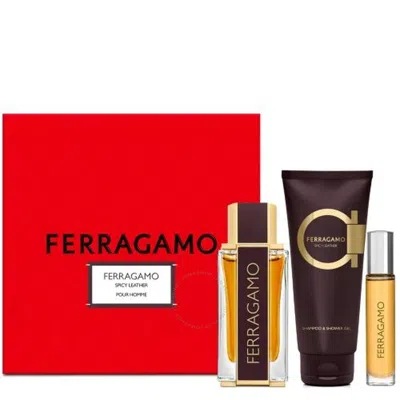 Ferragamo Salvatore  Men's Spicy Leather Gift Set Fragrances 8052464896325 In White