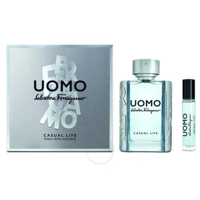 Ferragamo Salvatore  Men's Uomo Casual Life Gift Set Fragrances 8052086377165 In Violet / White