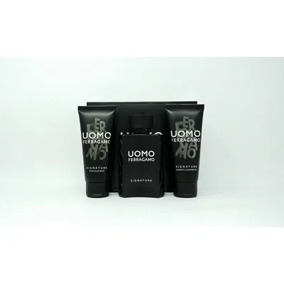 Ferragamo Salvatore  Men's Uomo Signature Gift Set Fragrances 8052464898879 In Black