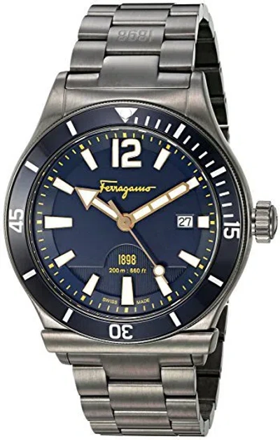 Pre-owned Ferragamo Salvatore  Mens Ff3330016 1898 Grey Stainless Steel Watch