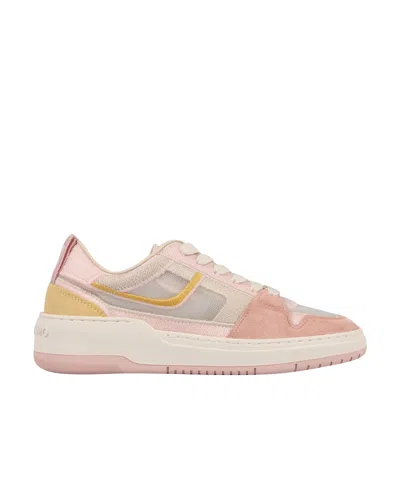Ferragamo Mesh Suede Lace-up Sneakers In Nude