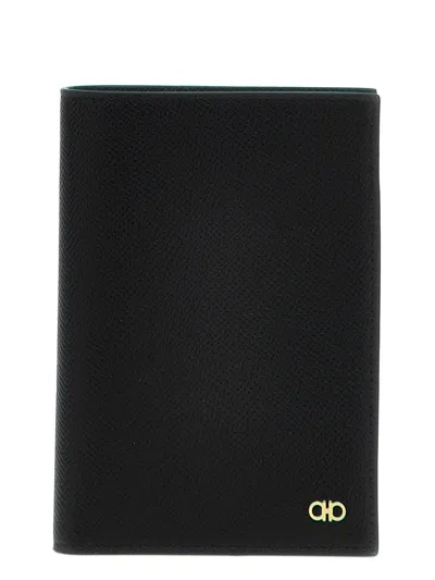 Ferragamo Salvatore  'micro Gancio' Passport Holder In Black