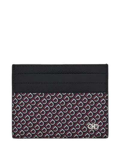 FERRAGAMO SALVATORE FERRAGAMO MICRO HOOK-PRINT HAMMERED LEATHER CARD HOLDER ACCESSORIES