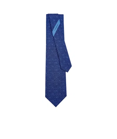 Ferragamo Salvatore  Micro Pattern Printed Tie In Blue