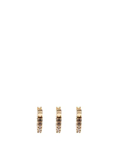 Ferragamo Salvatore  Mini Gancini Embellished Earrings Set In Gold