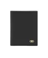 Ferragamo Calfskin Bi-fold Credit Card Case Billfold In Black