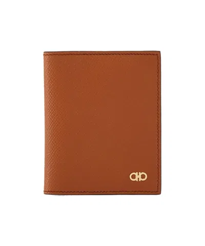 Ferragamo Salvatore  Mini Gancini Logo Bif-fold Wallet In Brown