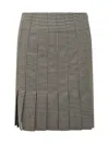Ferragamo Pleated Gingham Mini Skirt In Brown