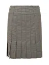 Ferragamo Pleated Gingham Mini Skirt In Brown