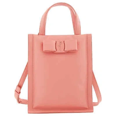 Pre-owned Ferragamo Salvatore  Mini Viva Top Handle Bag In Coral 212988 758968 In Pink