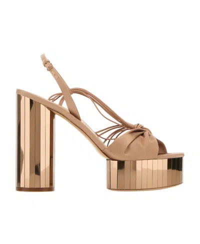 FERRAGAMO SALVATORE FERRAGAMO MIRRORED HEEL PLATFORM SANDALS