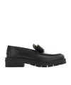 Ferragamo Gancini Buckle Loafers In Black