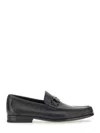 Ferragamo Grandioso Grained Leather Loafers In Black