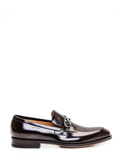 Ferragamo Loafer With Hook Ornament In Brown