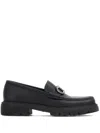 Ferragamo Gancini Decorated Moccasin Shoes In Black