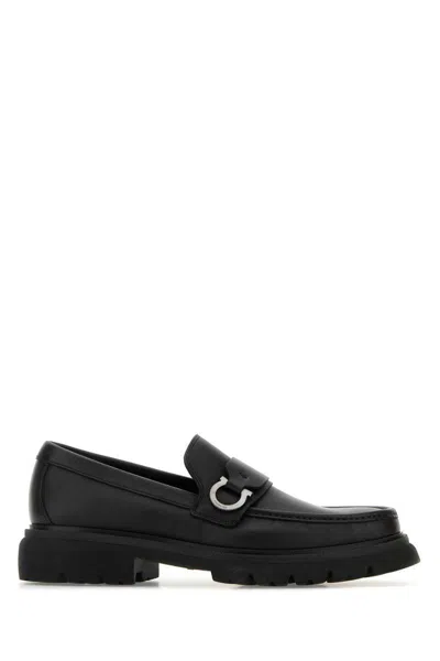 Ferragamo Chunky Sole Andover Loafers With Metal Detail In Black