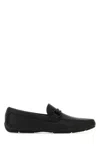 Ferragamo Black Leather Front Loafers In Black