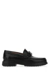 Ferragamo Black Leather Loafers In Black