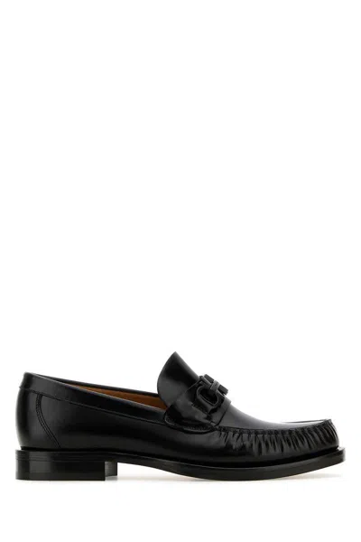 Ferragamo Gancini Plaque 35mm Leather Loafers In Black