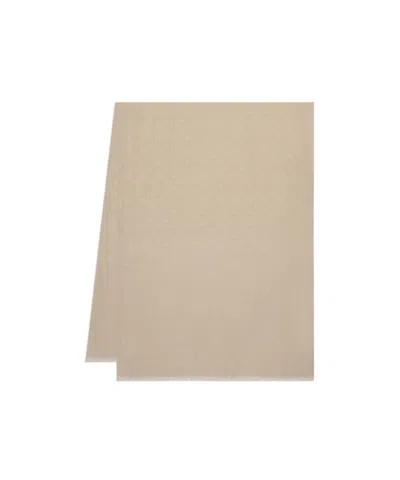 Ferragamo Salvatore  Monogram Jacquard Frayed Scarf In Nude