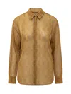 Ferragamo Gancini Jacquard Semi-sheer Shirt In Yellow