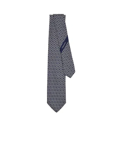 Ferragamo Salvatore  Monogrammed Tie In Gray