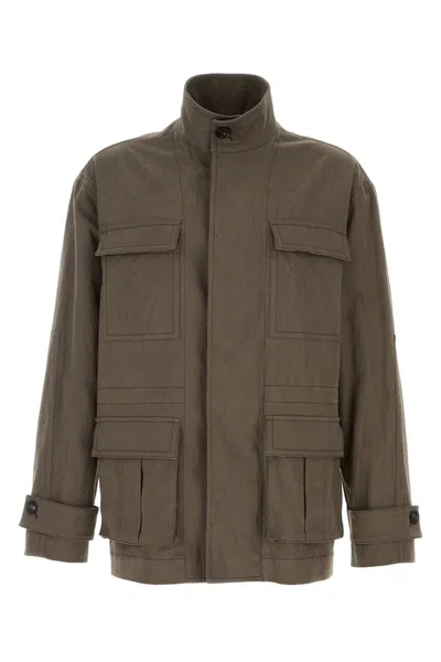 FERRAGAMO SALVATORE FERRAGAMO MUD STRETCH COTTON JACKET