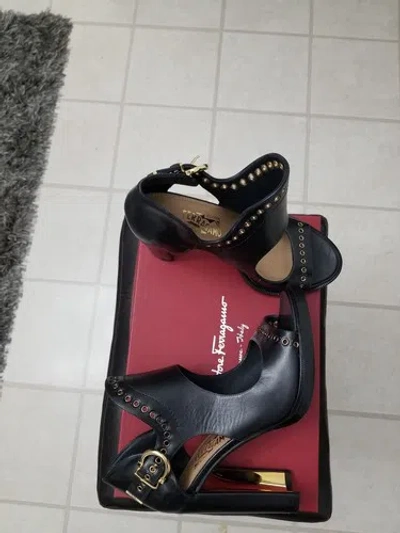 Pre-owned Ferragamo Salvatore  Narny Black Women Size10m. With Box. Retail Price: $2000