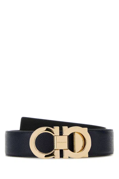 Ferragamo Reversible Leather Gancini Belt Gold-tone Buckle In Black