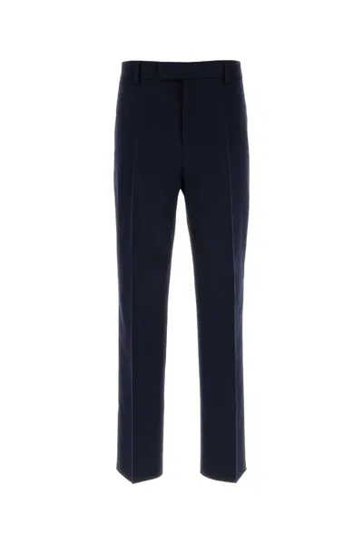 Ferragamo Salvatore  Navy Blue Wool Pant In Multi