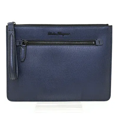 Pre-owned Ferragamo Salvatore  Navy Clutch Bag () In Blue