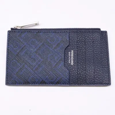 Pre-owned Ferragamo Salvatore  Navy Leather Coin Purse/coin Case ()