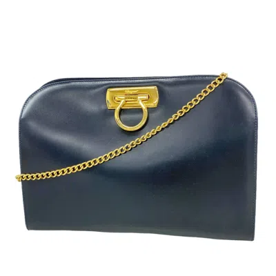 Pre-owned Ferragamo Salvatore  Navy Leather Shoulder Bag ()