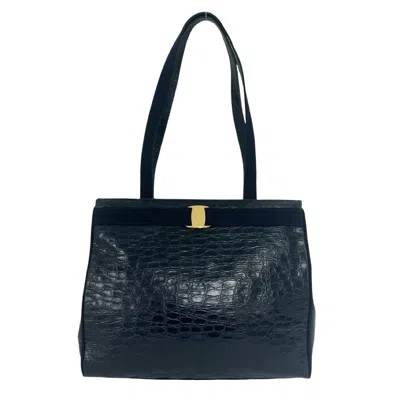 Pre-owned Ferragamo Salvatore  Navy Leather Tote Bag ()
