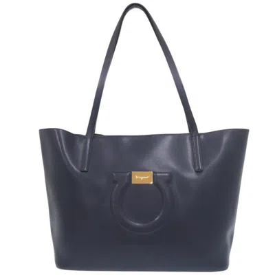 Pre-owned Ferragamo Salvatore  Navy Leather Tote Bag ()