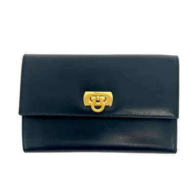 Pre-owned Ferragamo Salvatore  Navy Leather Wallet (tri-fold) ()