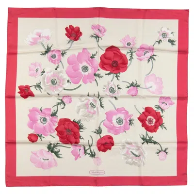 Pre-owned Ferragamo Salvatore  New Poppy Silk Scarf In Sand