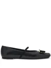 Ferragamo Ruffle Pointed Toe Ballerina Shoes In Black
