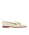 Ferragamo Ivory Leather Zamira Loafers In White